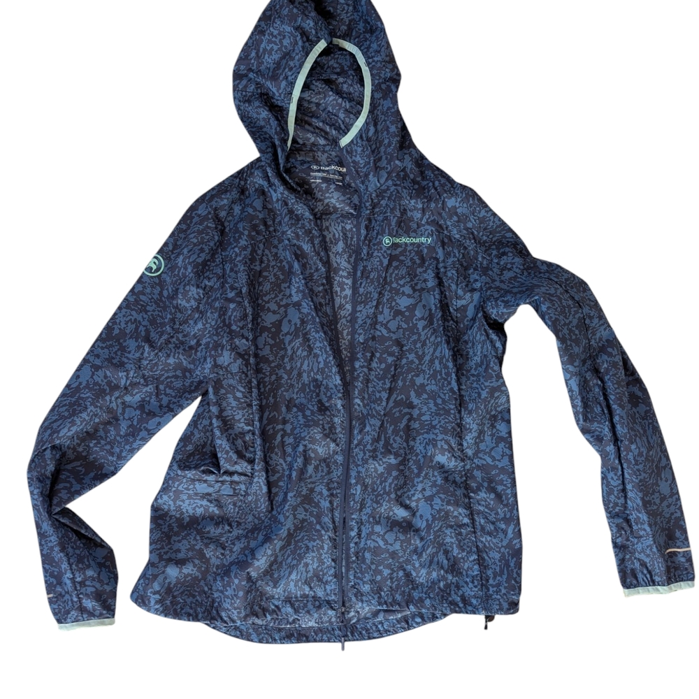 Blue Patterned Hooded Jacket